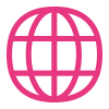 Icono color rosa para Navegación libre de 5G en EUA con Roaming de datos Movistar