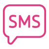 Icono color rosa para SMS Ilimitados con Roaming Prepago Movistar