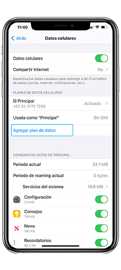 Activa tu eSIM con Apple paso 3: Agrega plan de datos y escanea el QR
