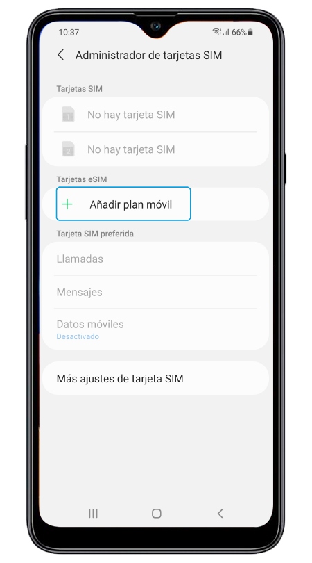 Activa tu eSIM con Samsung paso 4: Añadir plan móvil