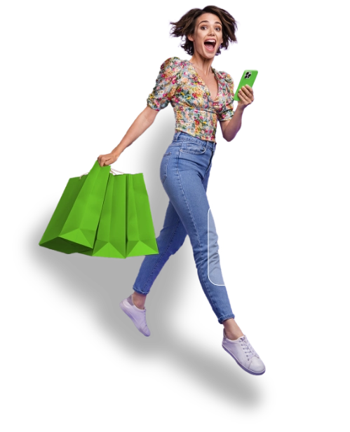 Promociones y ofertas del Hot Sales México. Mujer con bolsas de compras