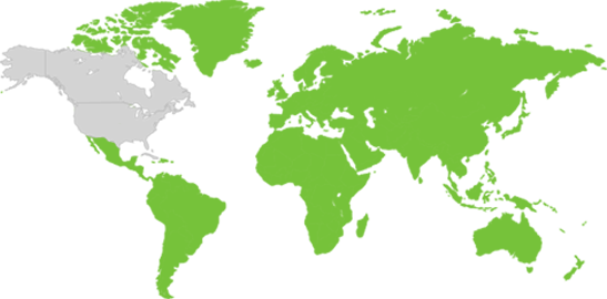 Mapa de Larga distancia internacional para el resto del mundo