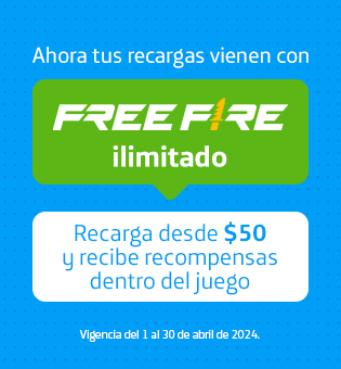 Ahora tus recargas desde 50 pesos viendo con Free Fire Ilimitado y recibe recompensas dentro del juego