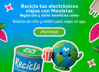 Próximamente móvil Planeta Banner móvil próximamente de Planeta Movistar México, invitando a participar en iniciativas verdes